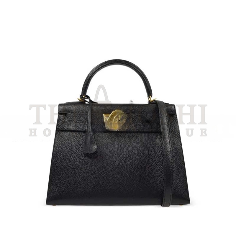 H**me5 KELLY 25 CHEVRE NOIR GOLDEN HARDWARE (25*17*7cm) Master Quality